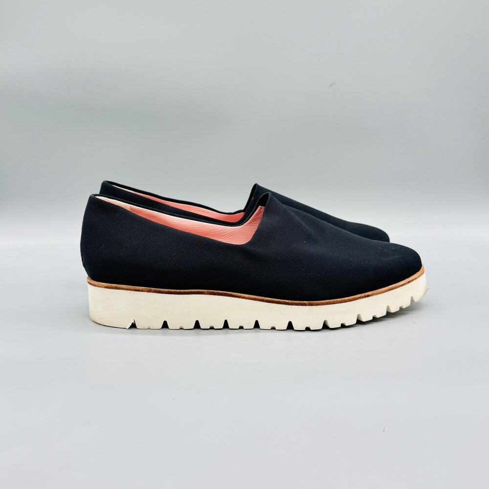Pretty Ballerinas Shoes Womens 10 Black Platform Flats Loafer Microfiber